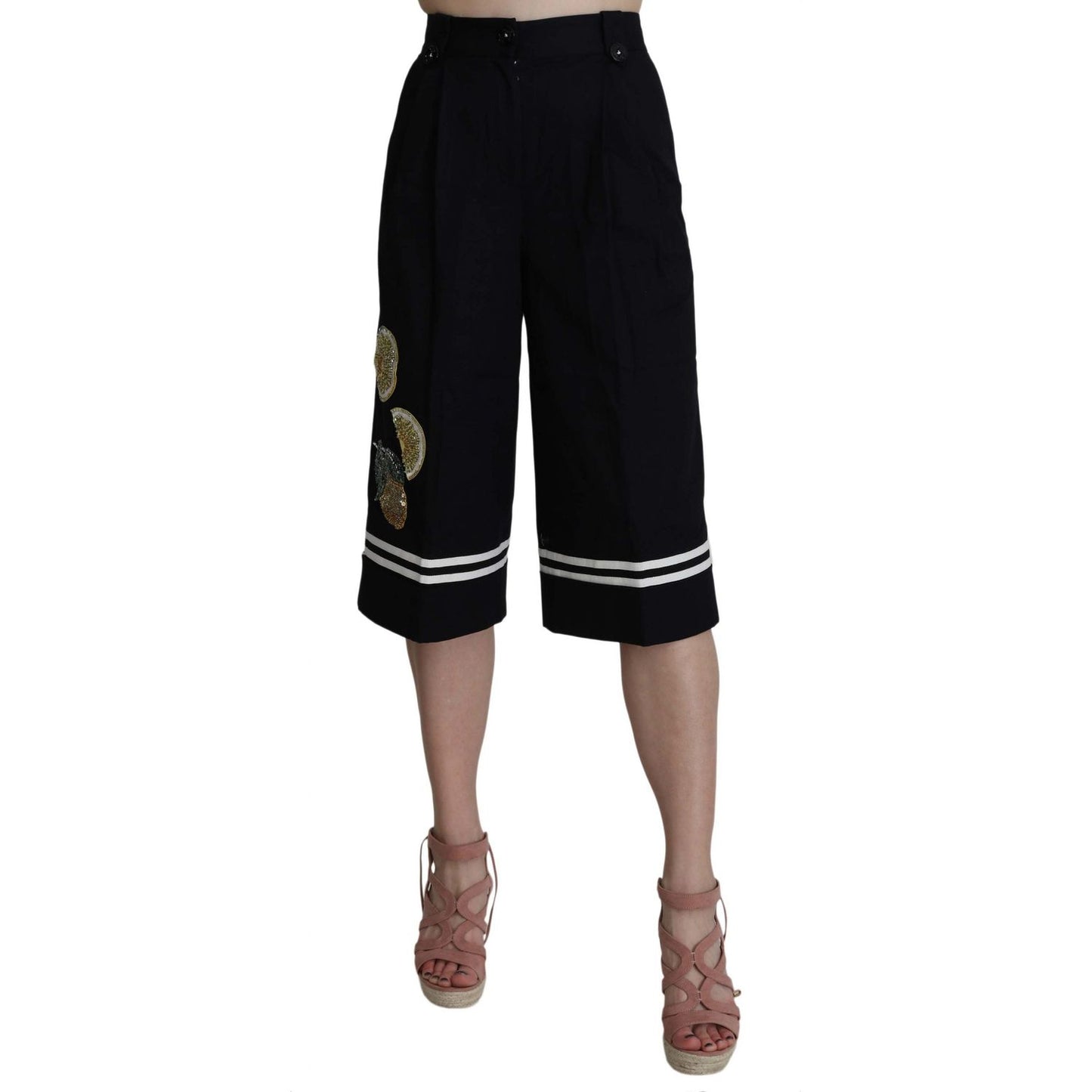 Dolce & Gabbana Elegant High Waist Black Cotton Pants Jeans & Pants Dolce & Gabbana Rosy Brown
