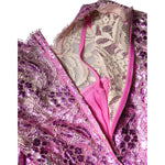 Dolce & Gabbana Metallic Fuchsia Floral Sheath Mini Dress DR81642-36