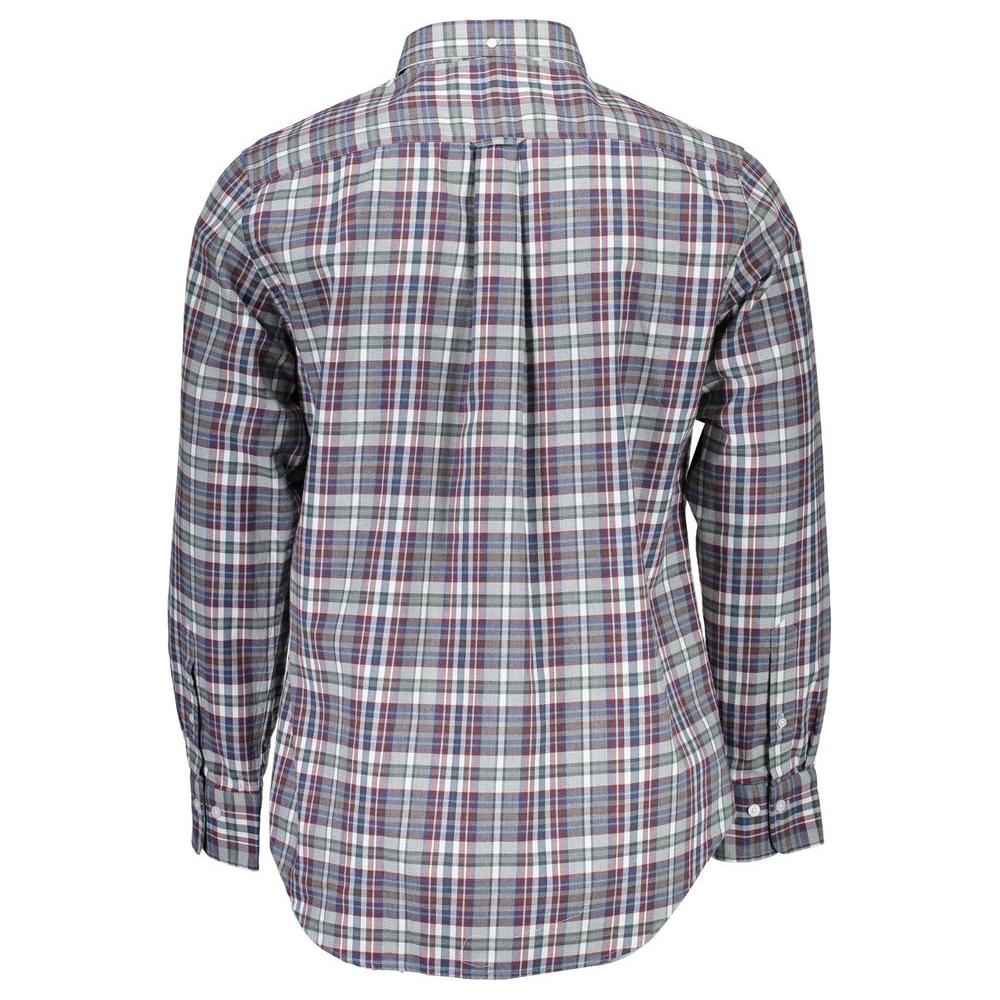 Gant Blue Cotton Men Shirt Gant Light Slate Gray