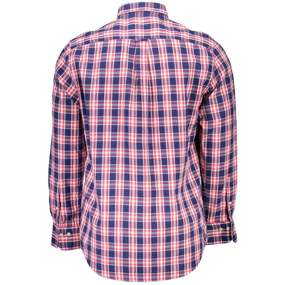 Gant Blue Cotton Men Shirt Gant Rosy Brown
