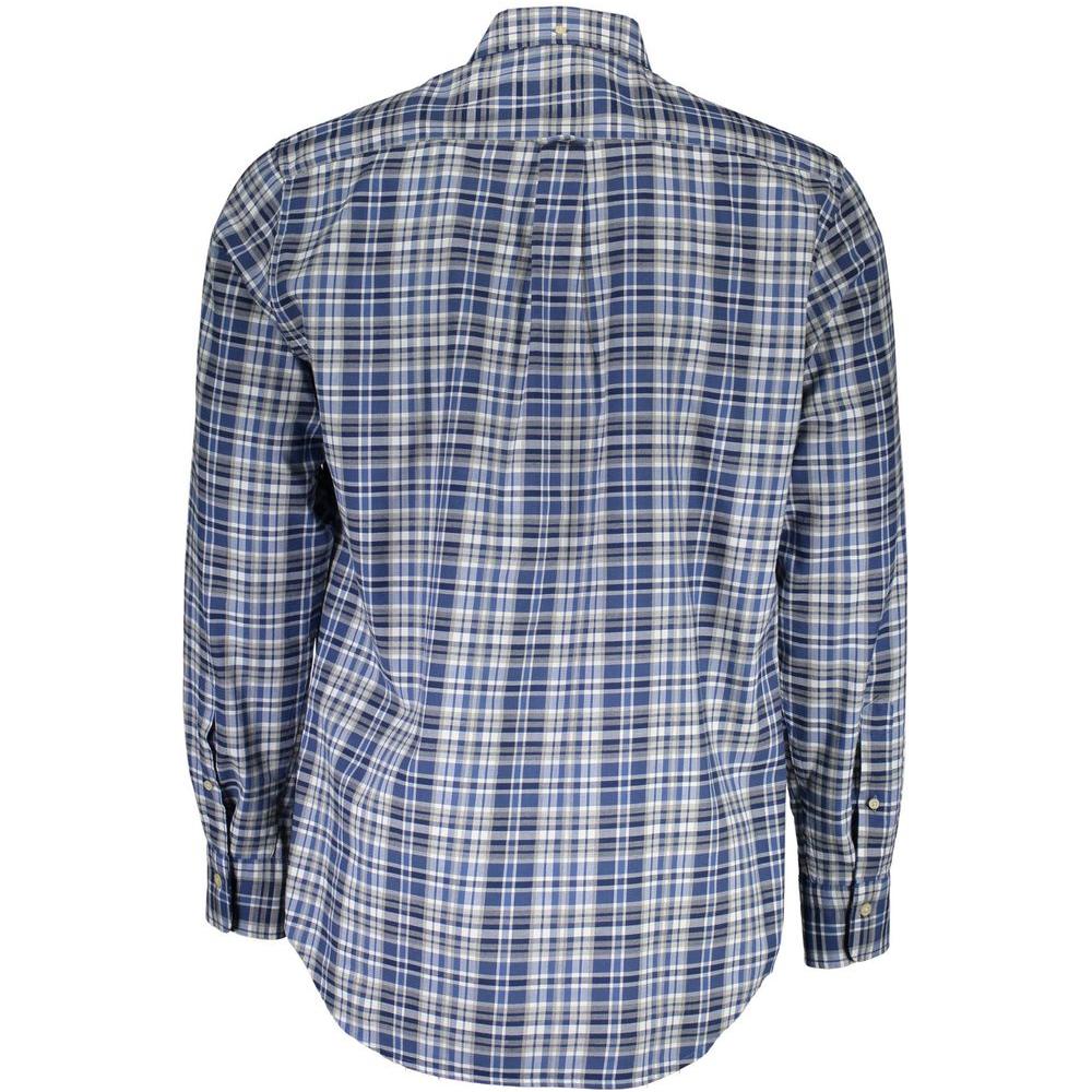 Gant Blue Cotton Men Shirt Gant Light Slate Gray