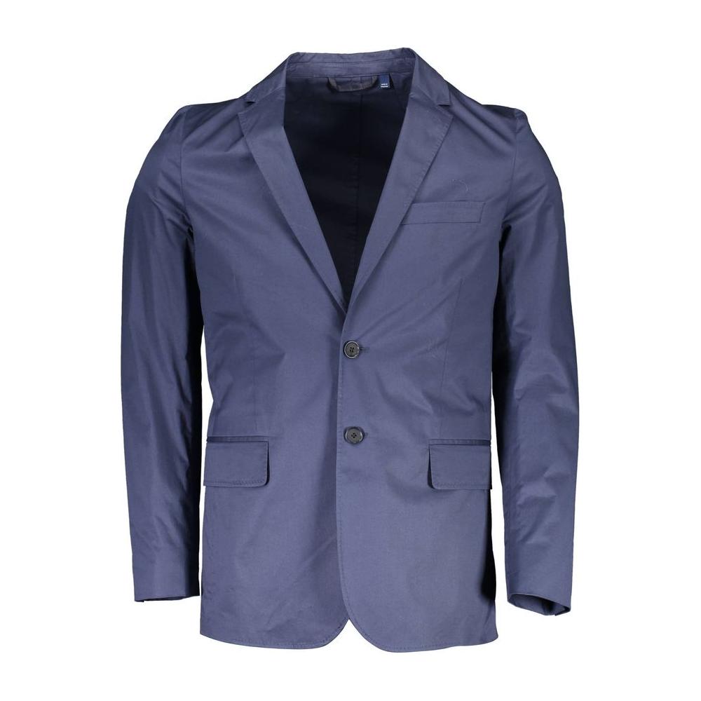 Gant Blue Cotton Men Jacket Gant Dim Gray