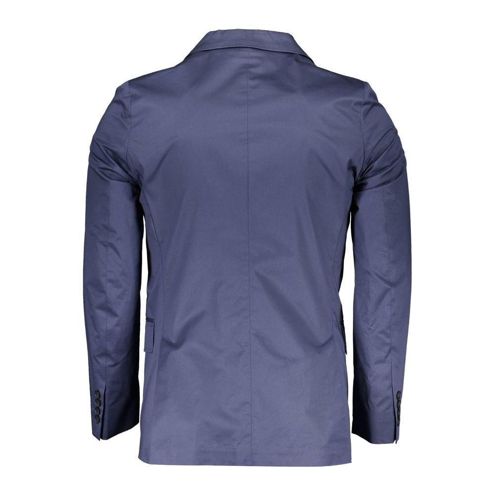 Gant Blue Cotton Men Jacket Gant Dim Gray