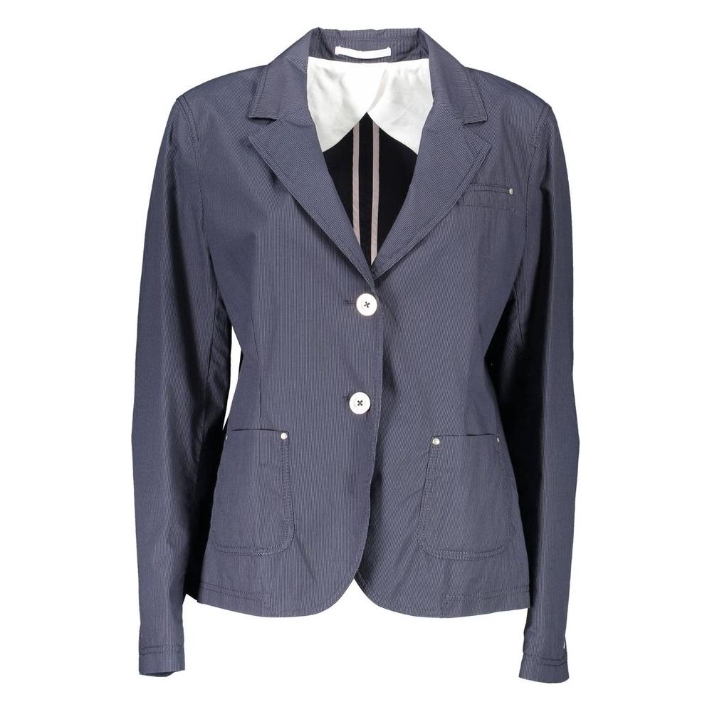 Gant Blue Cotton Women Jacket Gant Dim Gray