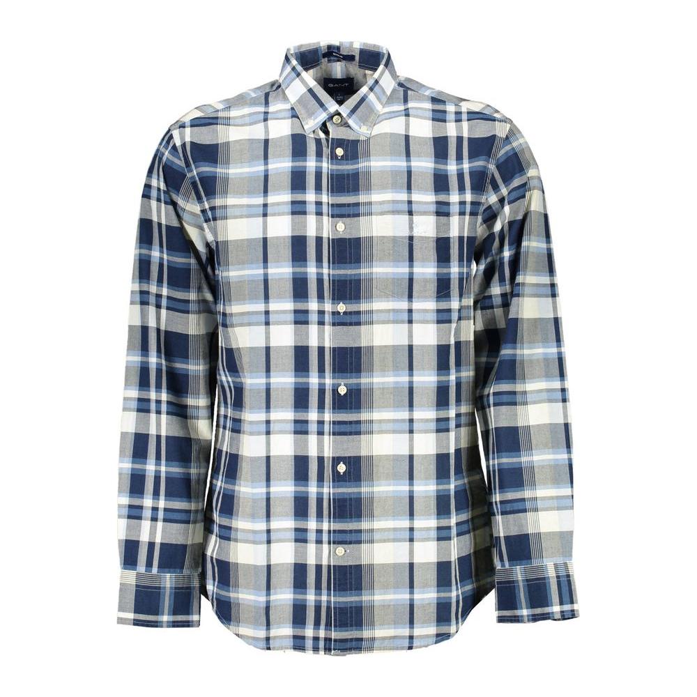 Gant Blue Cotton Men Shirt Gant Gray