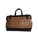 Dolce & Gabbana Beige Maroon Velvet Leather Jacquard Travel Handbag Bag BAG4368