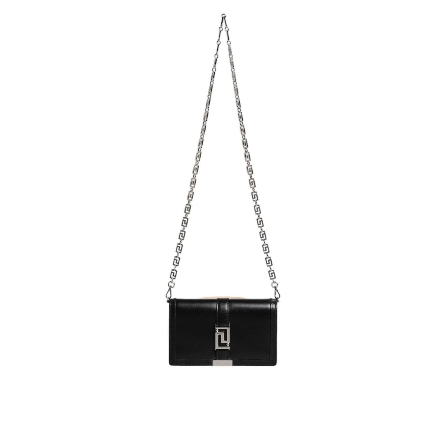 Versace Black Calfskin Leather Chain Strap Shoulder Crossbody Bag BAG4391