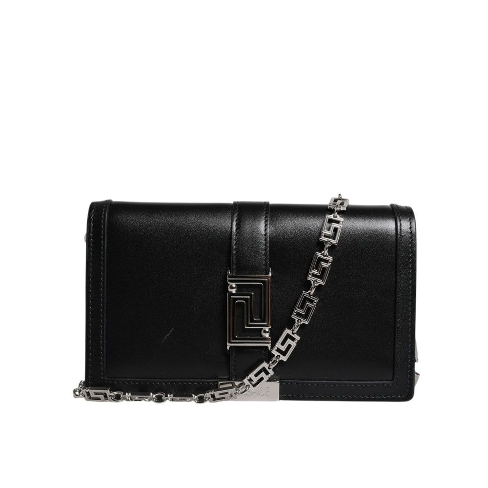 Versace Black Calfskin Leather Chain Strap Shoulder Crossbody Bag BAG4391