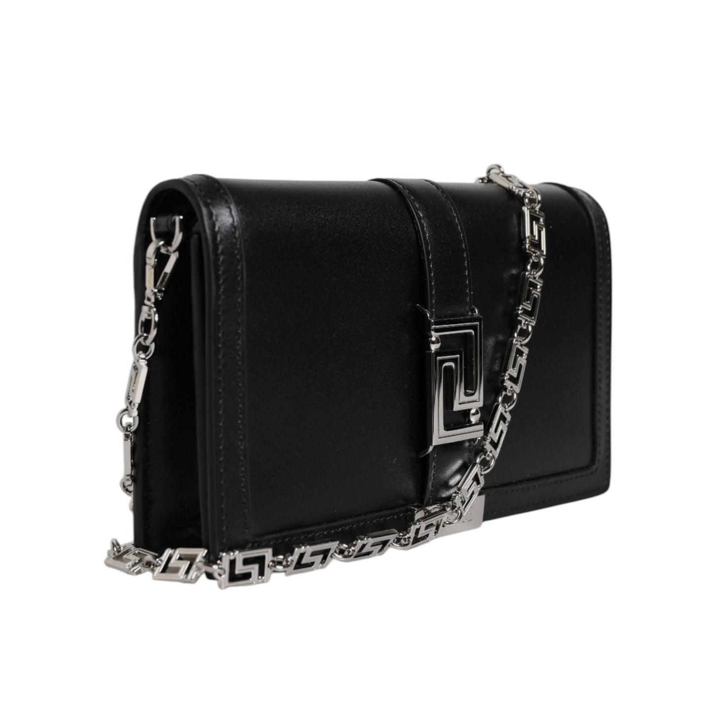 Versace Black Calfskin Leather Chain Strap Shoulder Crossbody Bag BAG4391