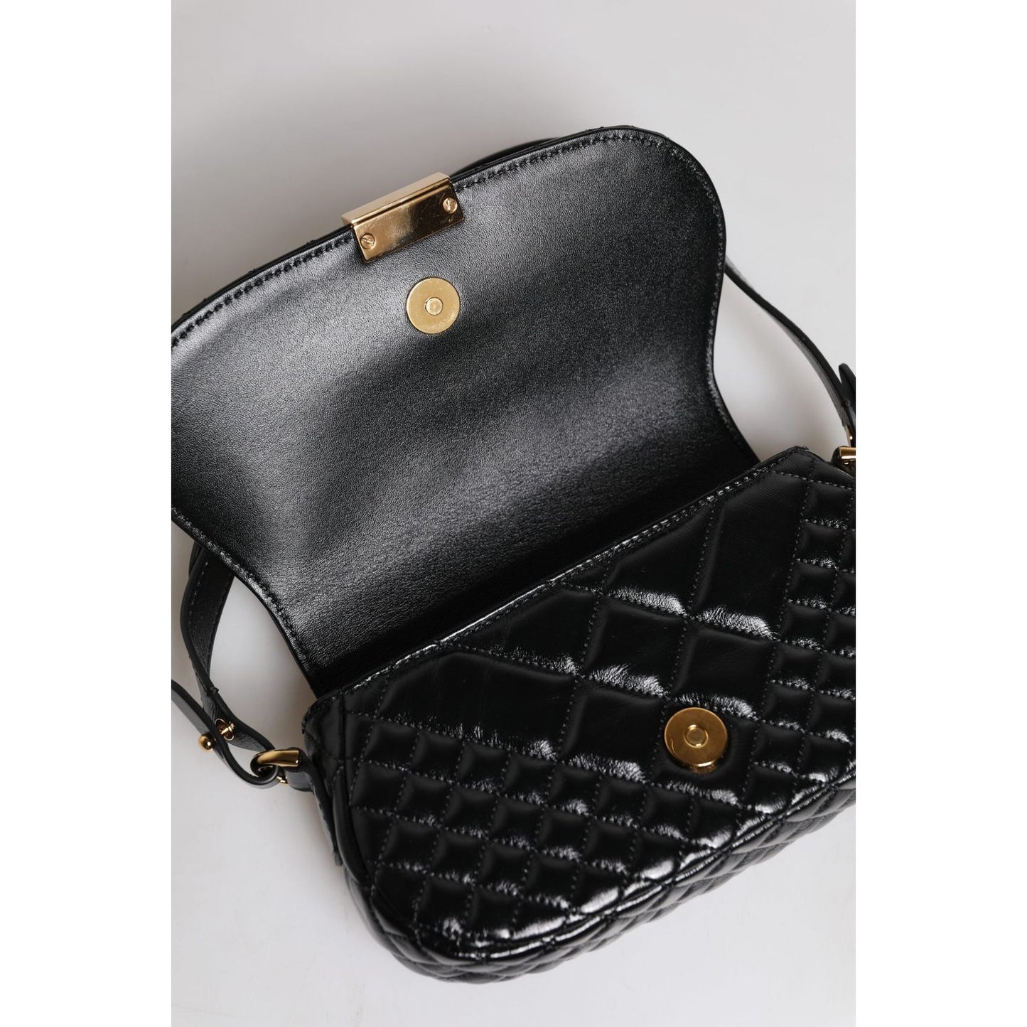 Versace Black Calf Leather Quilted Shoulder Strap Bag BAG4392