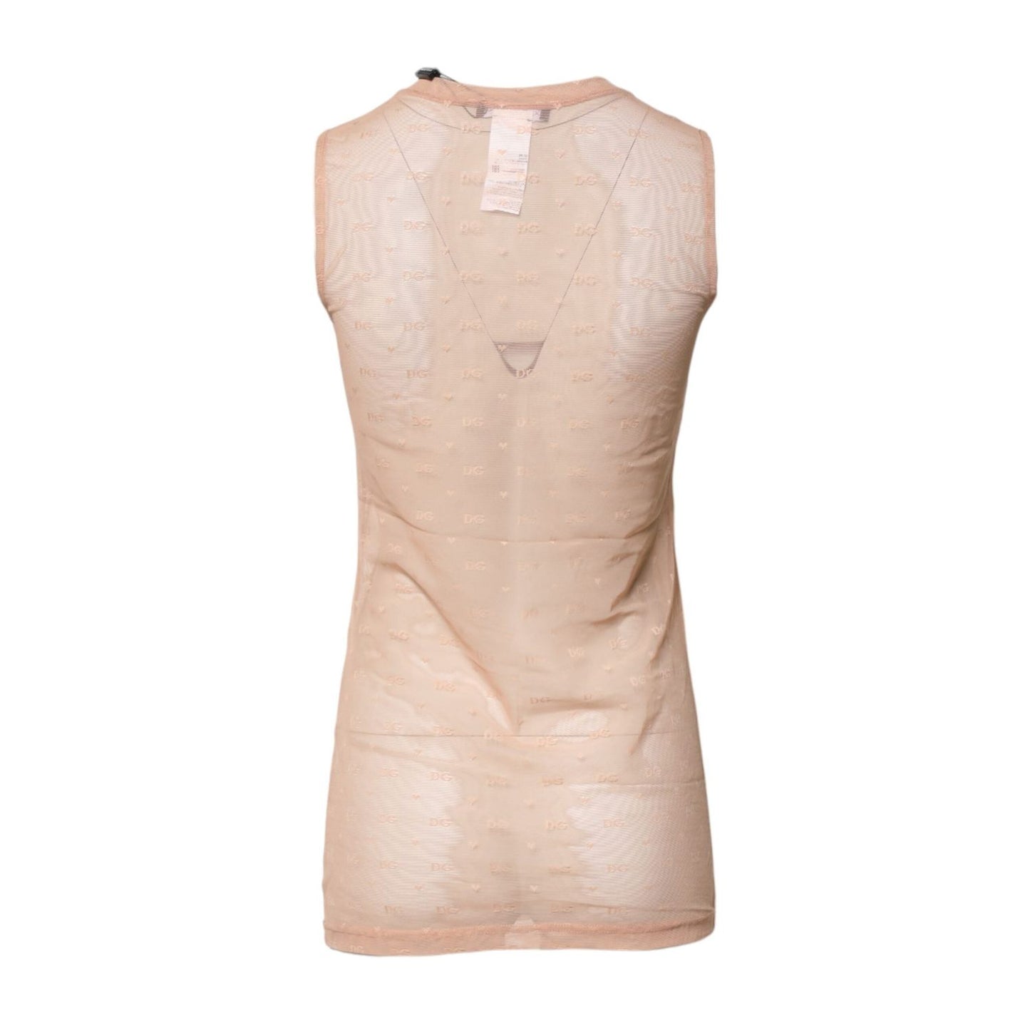 Dolce & Gabbana Beige Nylon Logo Monogram Sleeveless Tank Top TSH878576-2