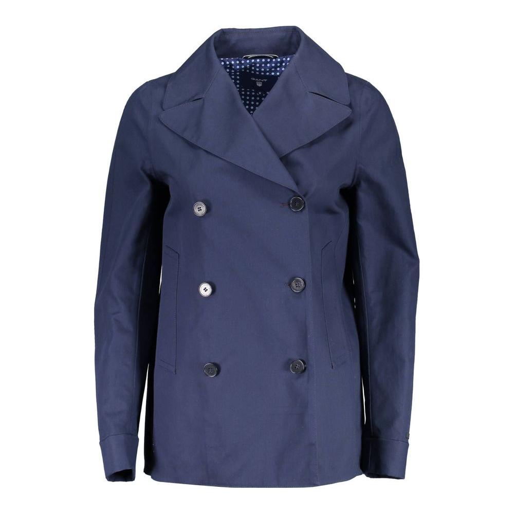 Gant Blue Cotton Women Jacket Gant Dark Slate Gray