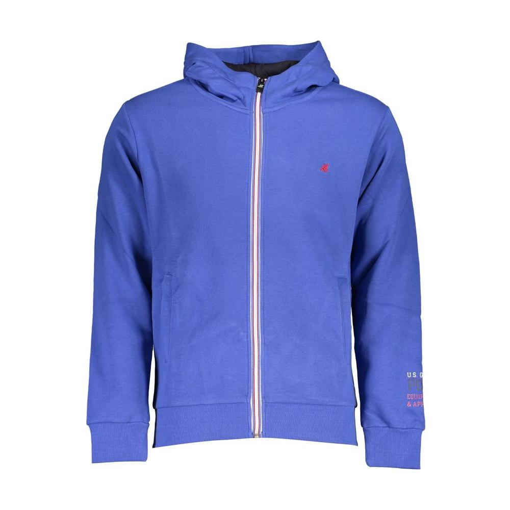 U.S. Grand Polo Chic Blue Hooded Fleece Sweatshirt with Embroidery U.S. Grand Polo Slate Blue