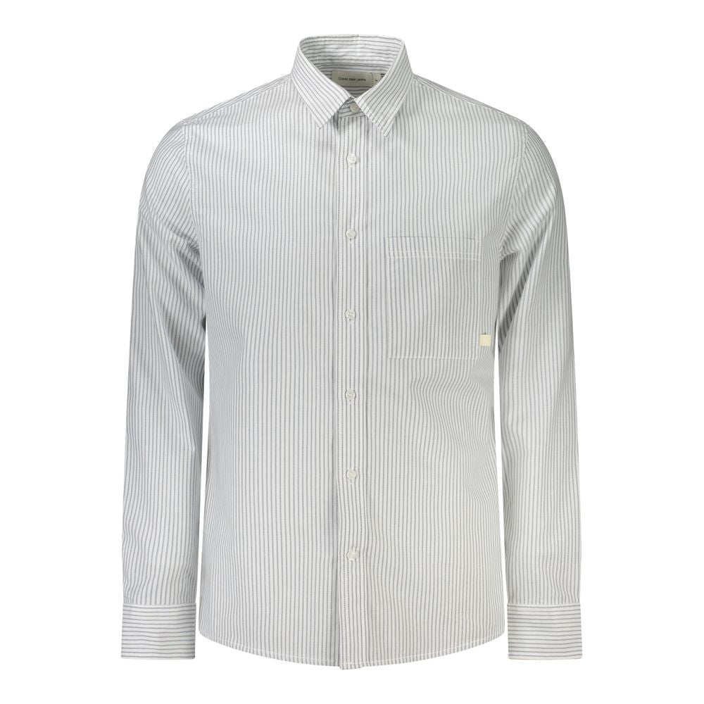 Calvin Klein White Cotton Men Shirt Calvin Klein Light Gray