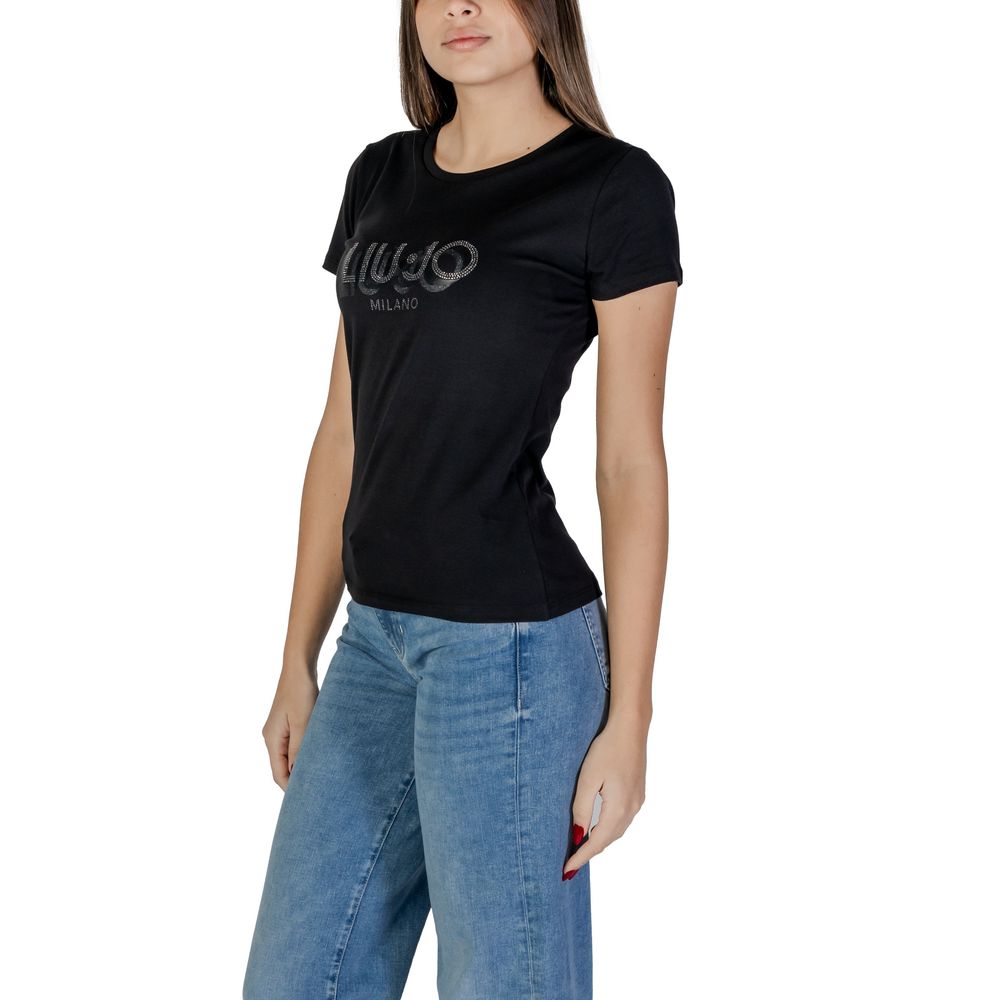 Liu Jo Black Cotton Tops & T-Shirt Liu Jo Dark Slate Gray