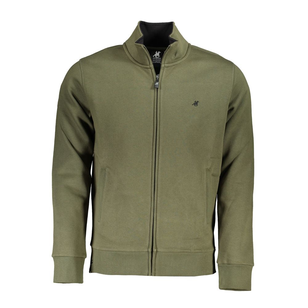 U.S. Grand Polo Enviable Embroidered Green Zip Sweater U.S. Grand Polo Dim Gray