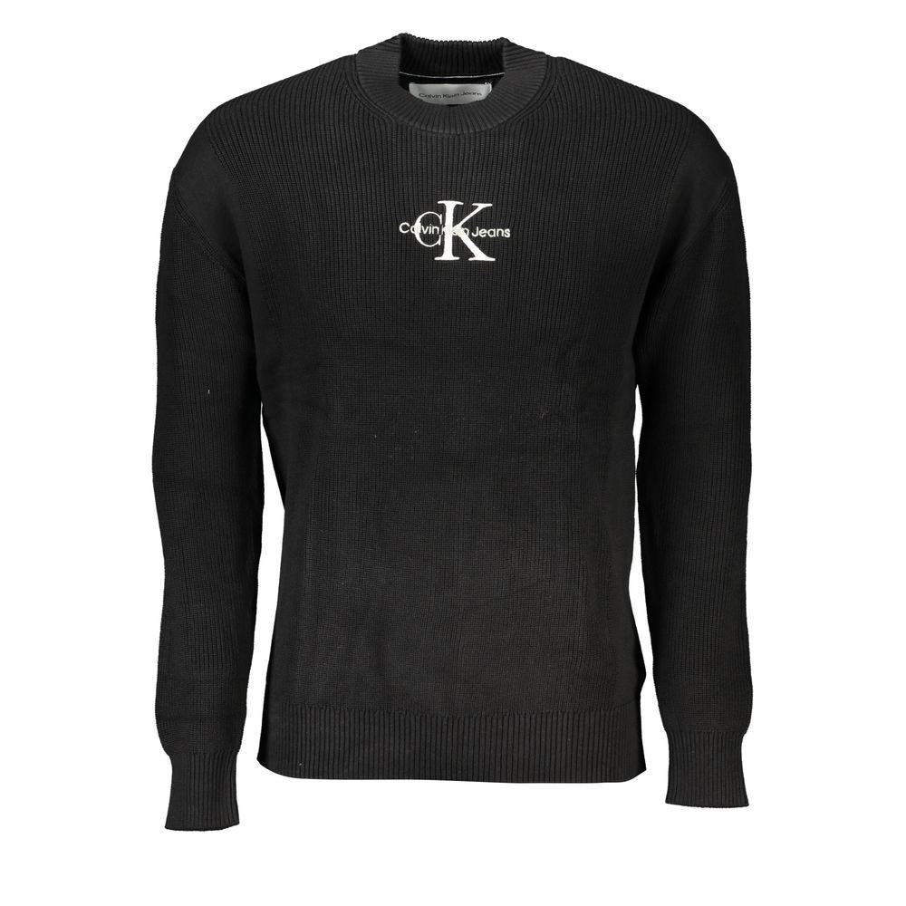 Calvin Klein Sleek Cotton Crew Neck Sweater with Contrast Details Calvin Klein Black