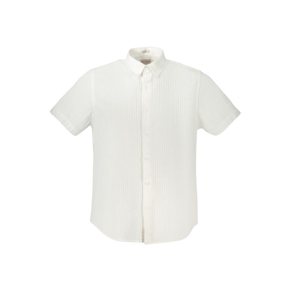 Guess Jeans White Cotton Men Shirt Guess Jeans Beige
