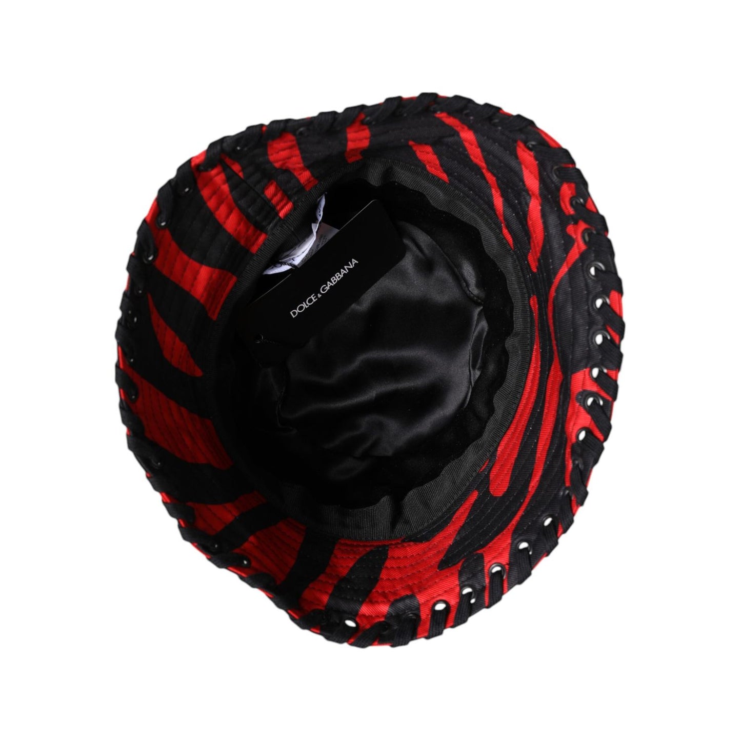 Dolce & Gabbana Black Red Stripe Polyester Wide Brim Bucket Hat