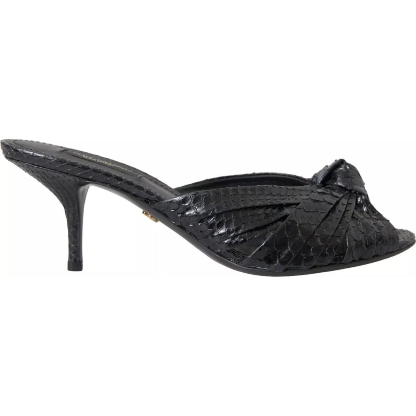 Dolce & Gabbana Black Python Leather Heels Slides Shoes Dolce & Gabbana Dark Slate Gray