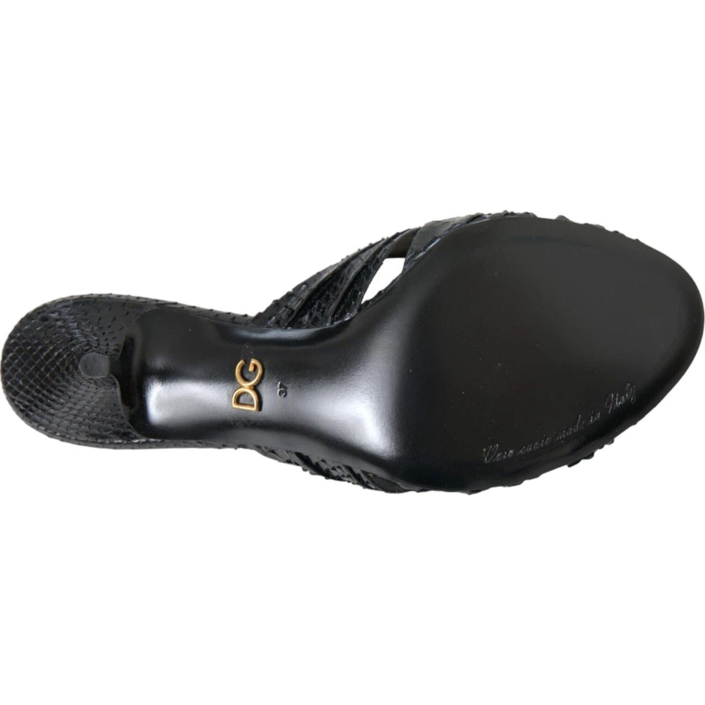 Dolce & Gabbana Black Python Leather Heels Slides Shoes Dolce & Gabbana Dark Slate Gray