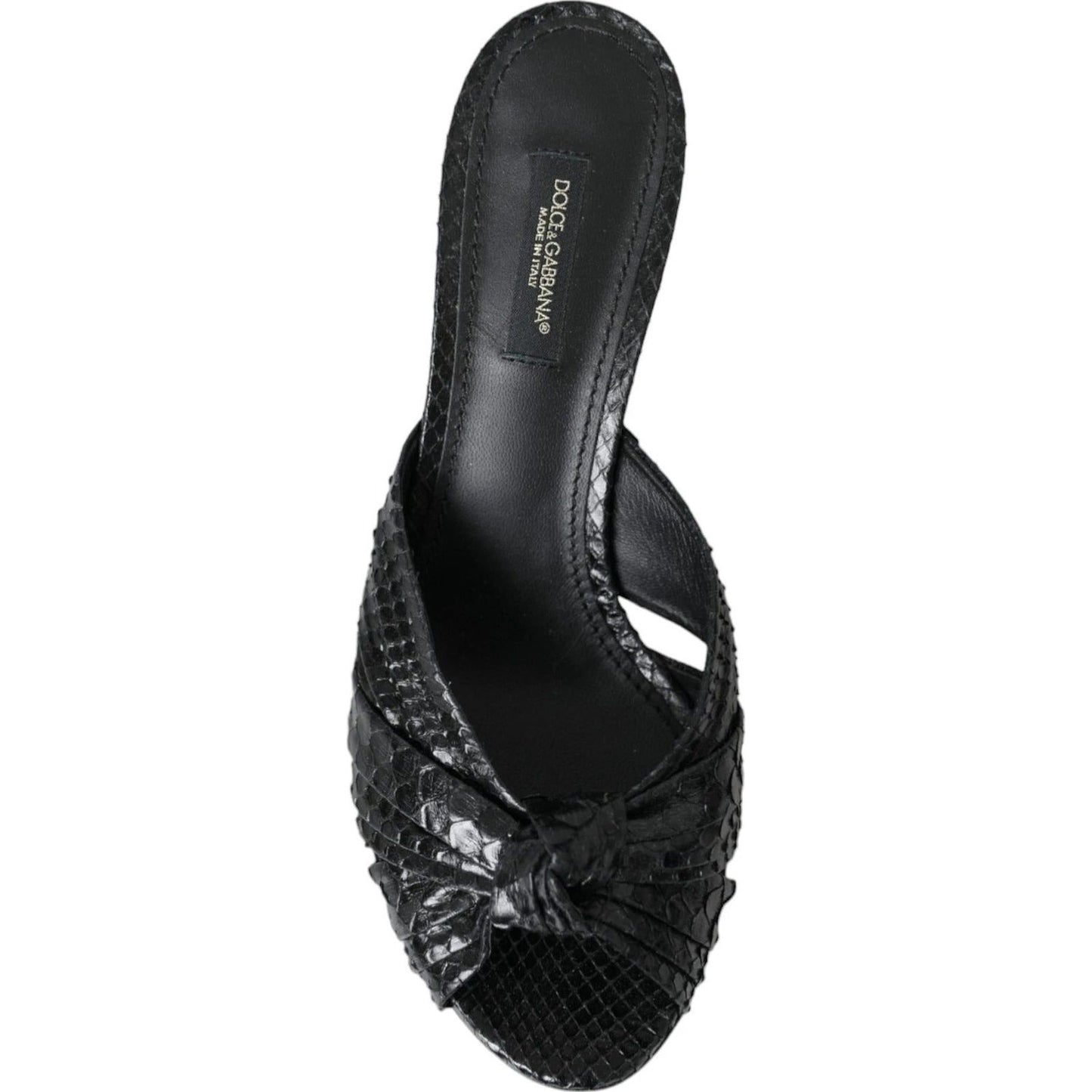 Dolce & Gabbana Black Python Leather Heels Slides Shoes Dolce & Gabbana Dark Slate Gray