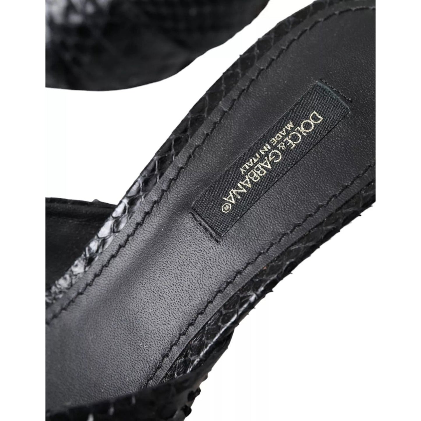 Dolce & Gabbana Black Python Leather Heels Slides Shoes Dolce & Gabbana Dark Slate Gray