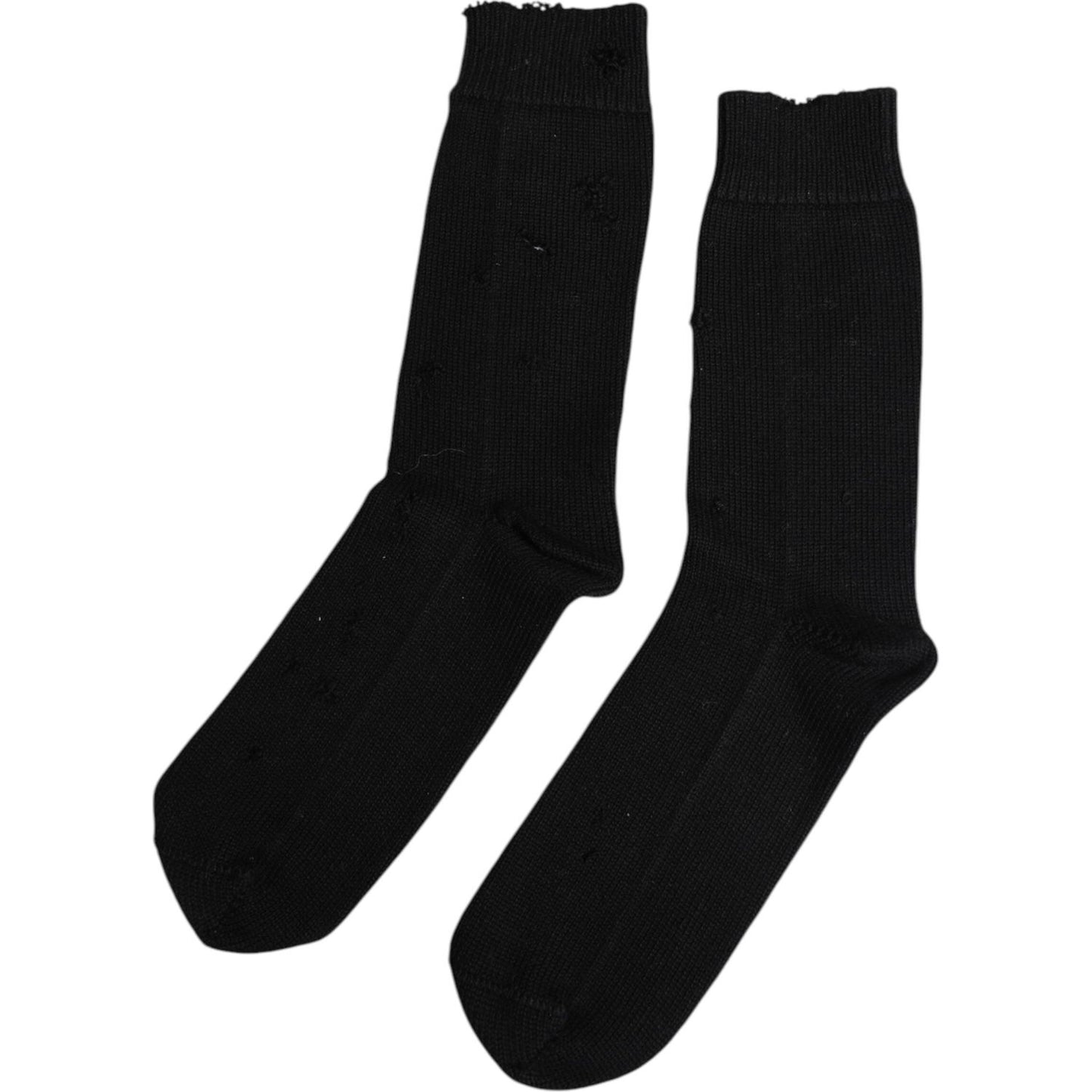 Dolce & Gabbana Black Solid Stretch Mid Calf Men Socks Dolce & Gabbana Black