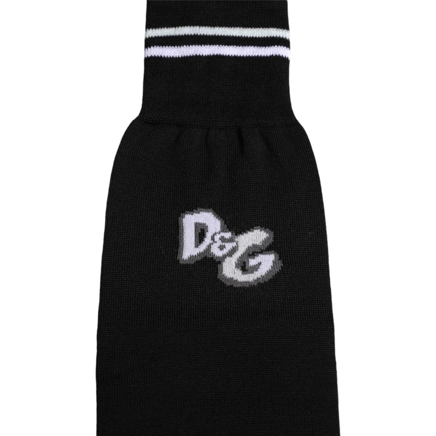 Dolce & Gabbana Black DG Logo Print Cotton Over Calf Socks Dolce & Gabbana Black