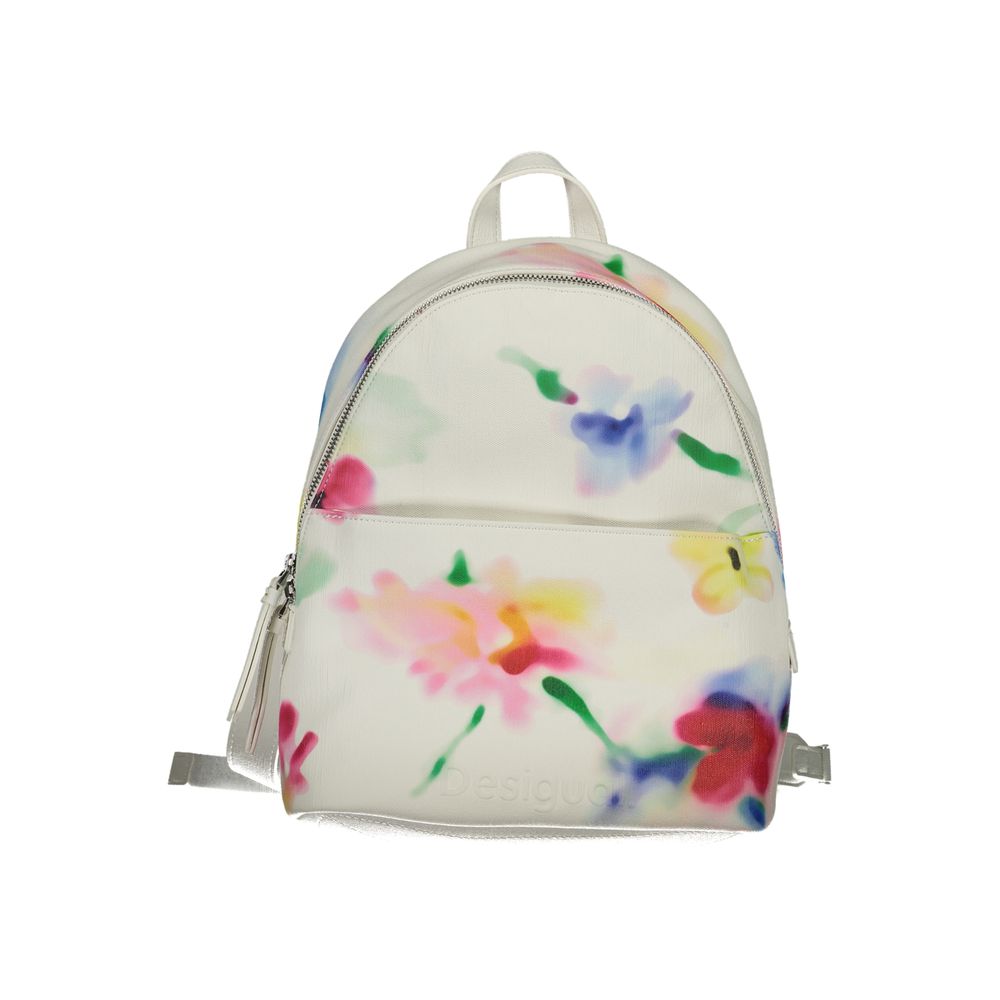 Desigual White Polyester Backpack Desigual Gray