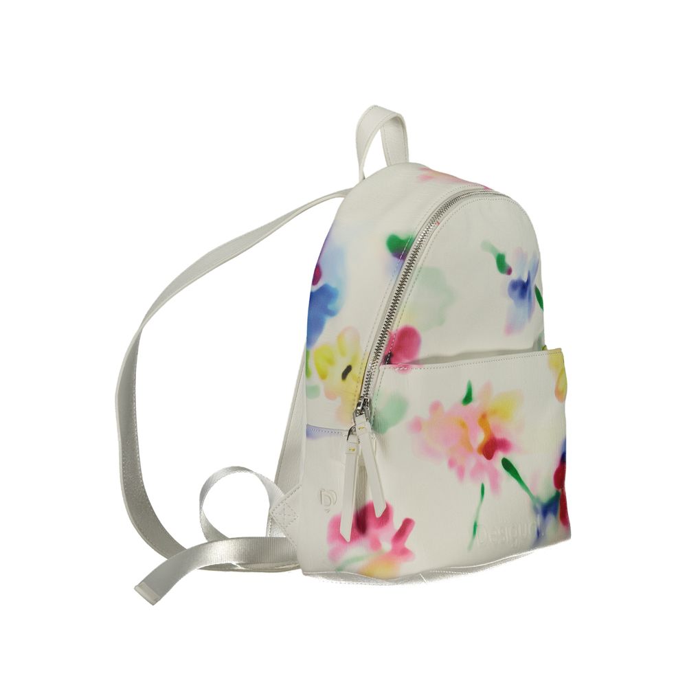 Desigual White Polyester Backpack Desigual Gray