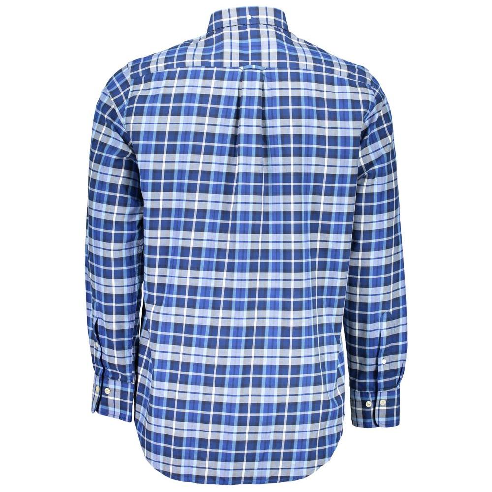 Gant Blue Cotton Men Shirt Gant Steel Blue