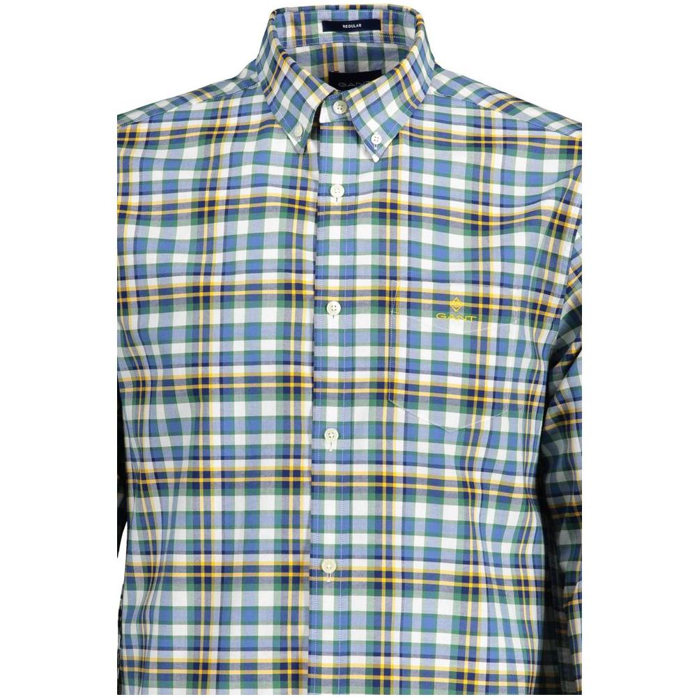 Gant Blue Cotton Mens Shirt Gant Dark Gray
