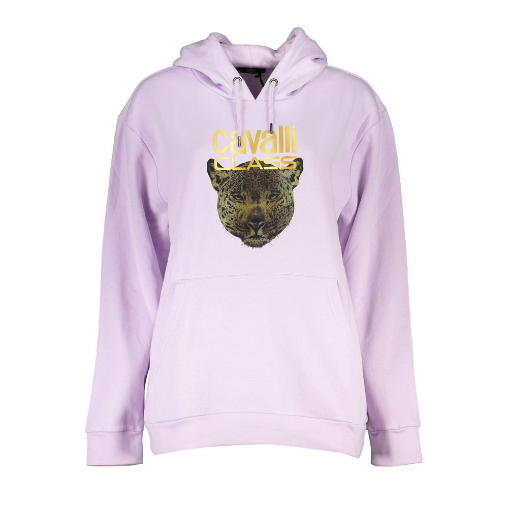 Cavalli Class Purple Cotton Sweater Cavalli Class Light Gray