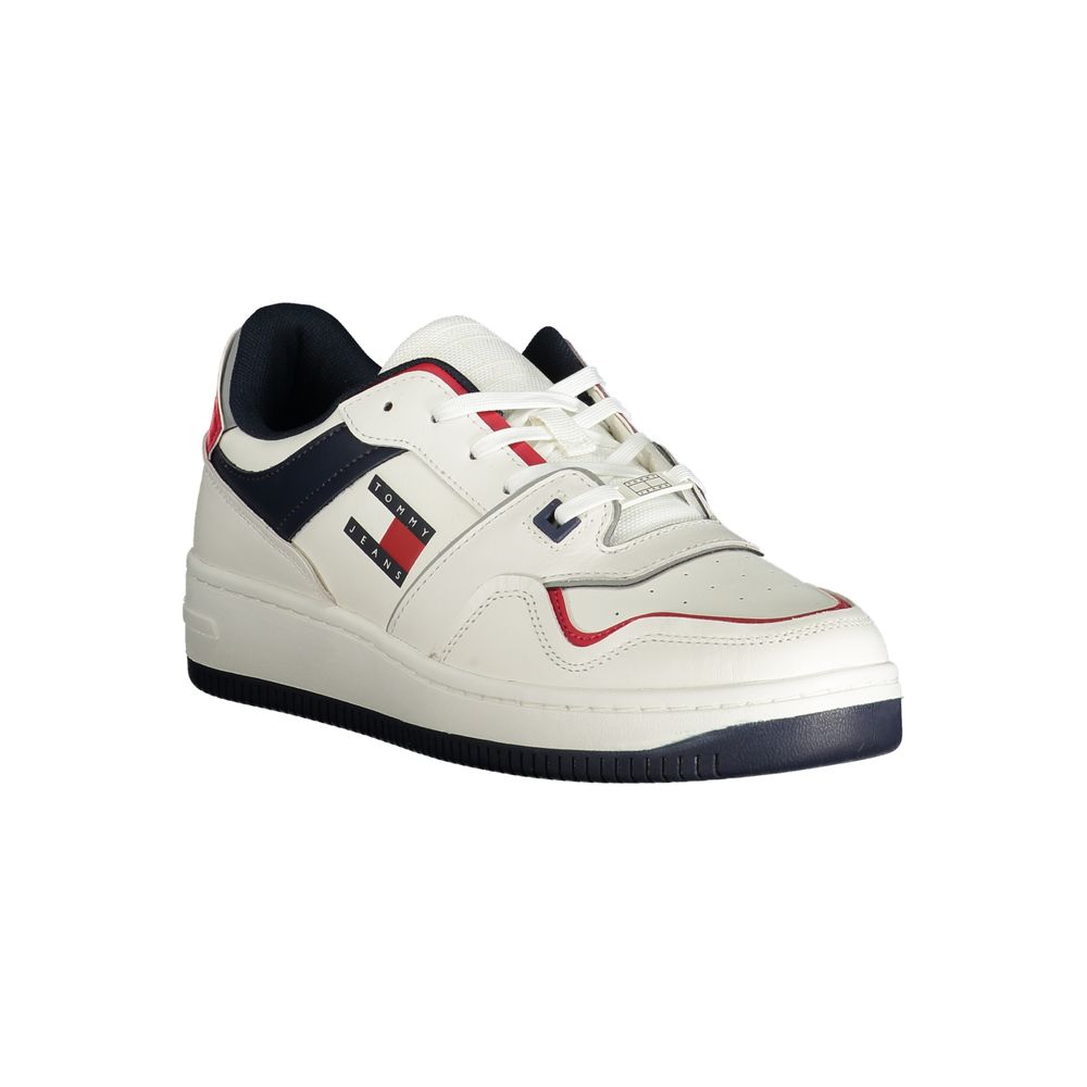 Tommy Hilfiger White Leather Men Sneaker Tommy Hilfiger Light Gray
