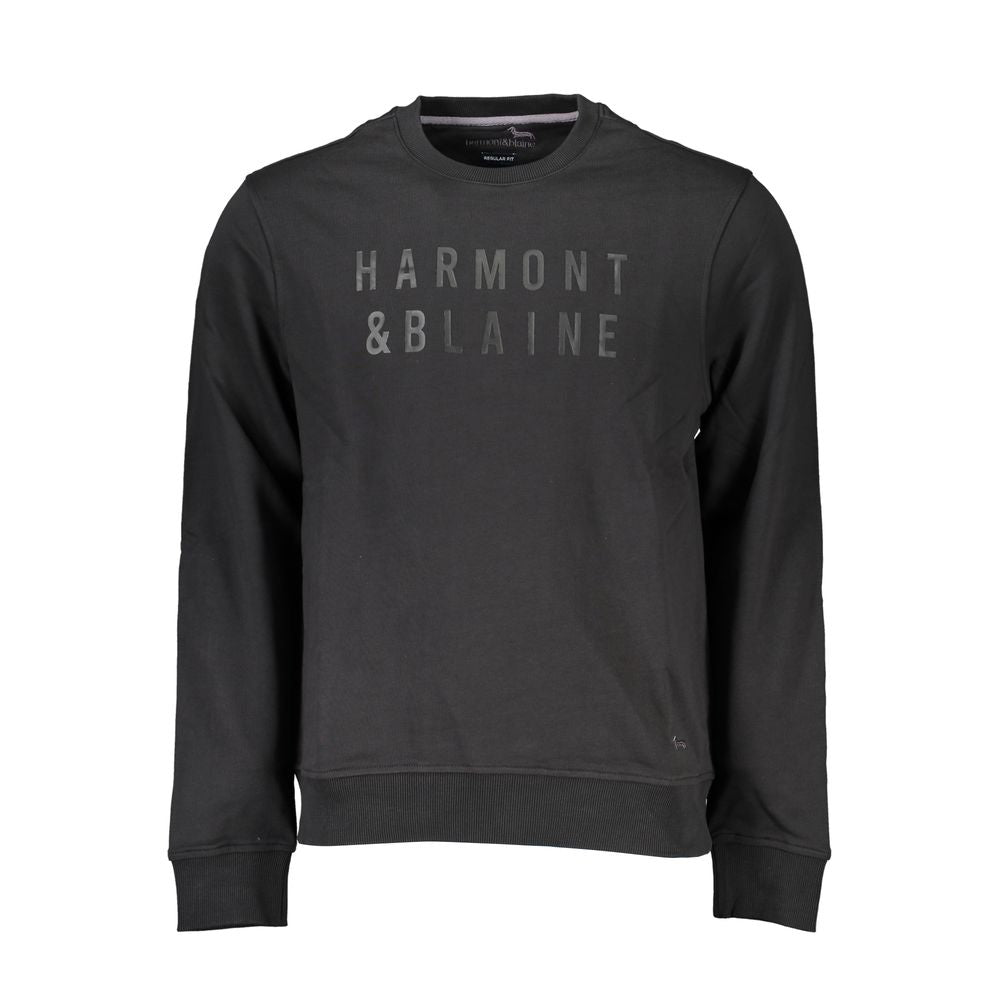 Harmont & Blaine Sleek Black Long-Sleeved Crew Neck Sweatshirt Harmont & Blaine Dark Slate Gray