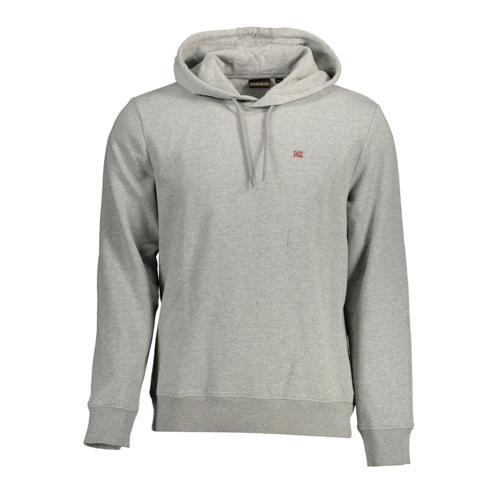 Napapijri Gray Cotton Men Sweater Napapijri Dark Gray