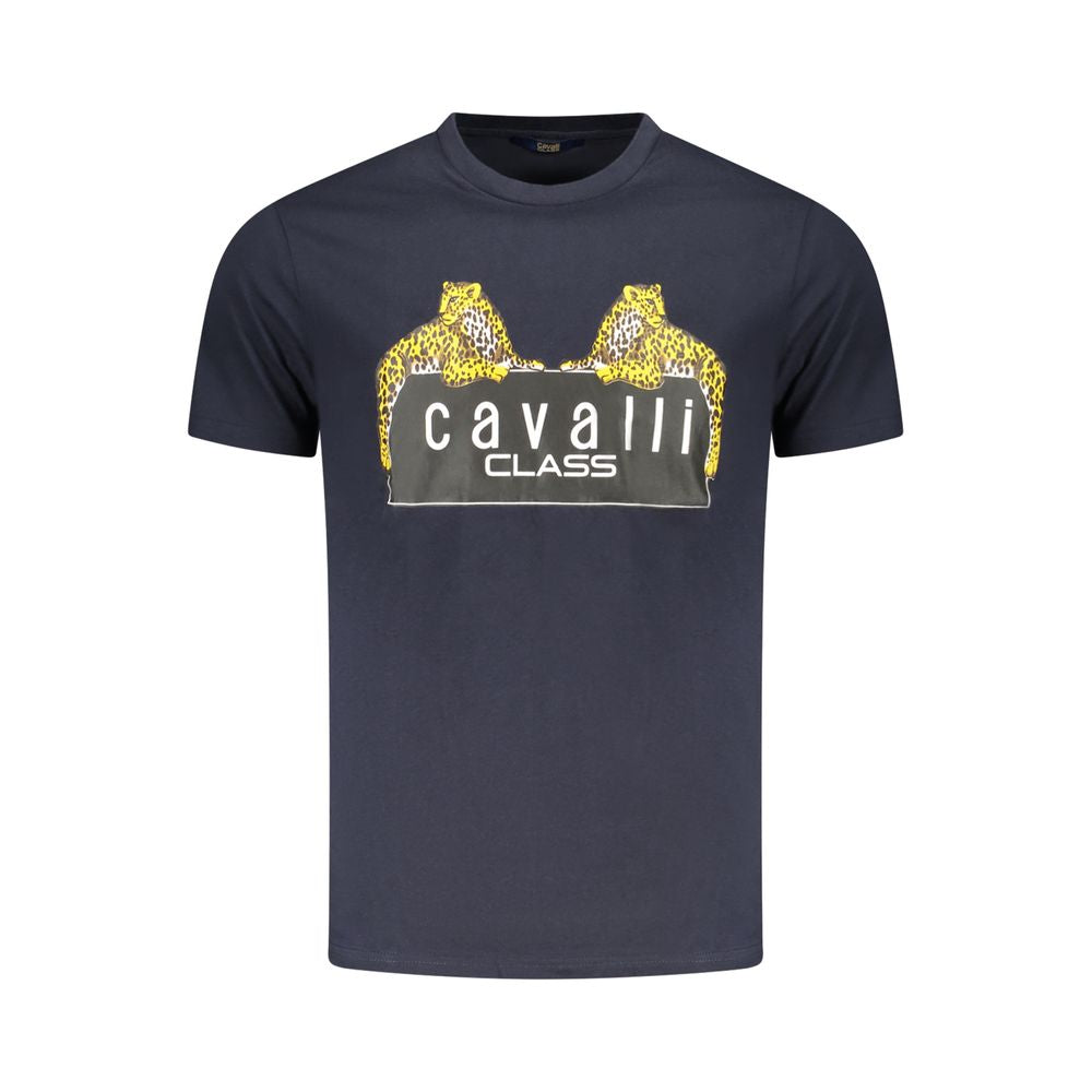 Cavalli Class Blue Cotton Men T-Shirt Cavalli Class Dark Slate Gray