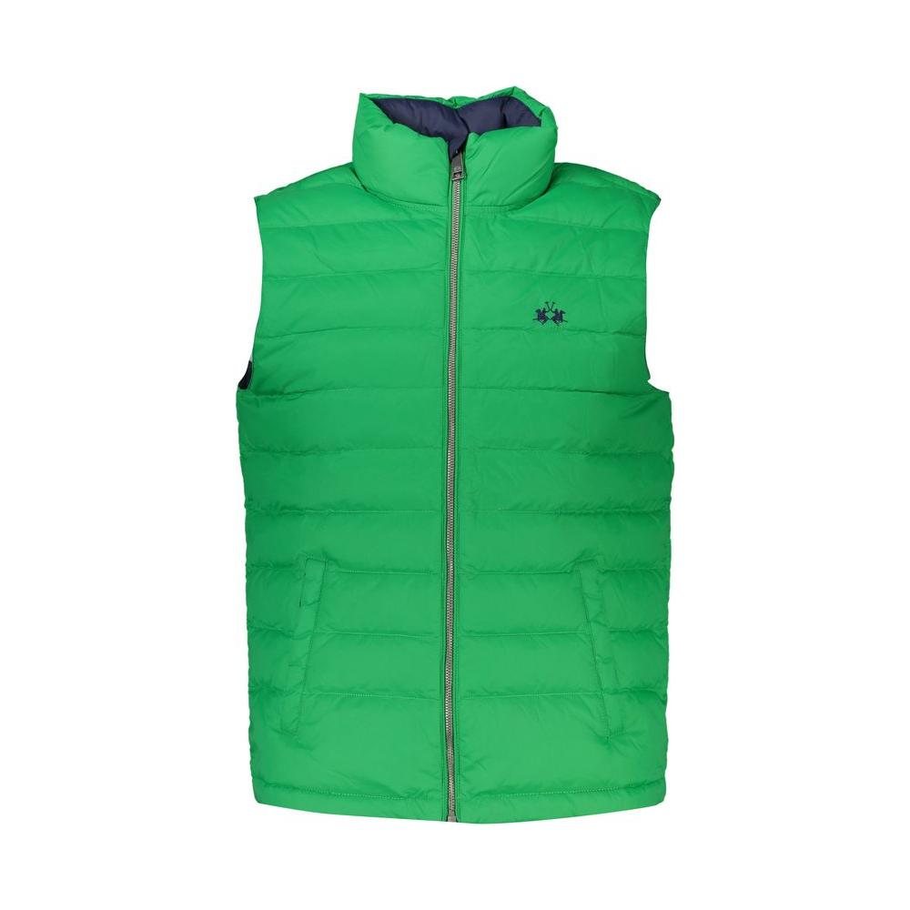La Martina Sleek Sleeveless Green Jacket with Embroidery La Martina Sea Green