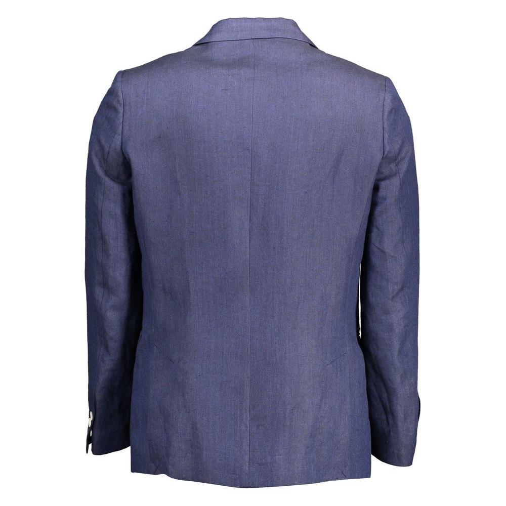 Gant Blue Linen Men Jacket Gant Dim Gray
