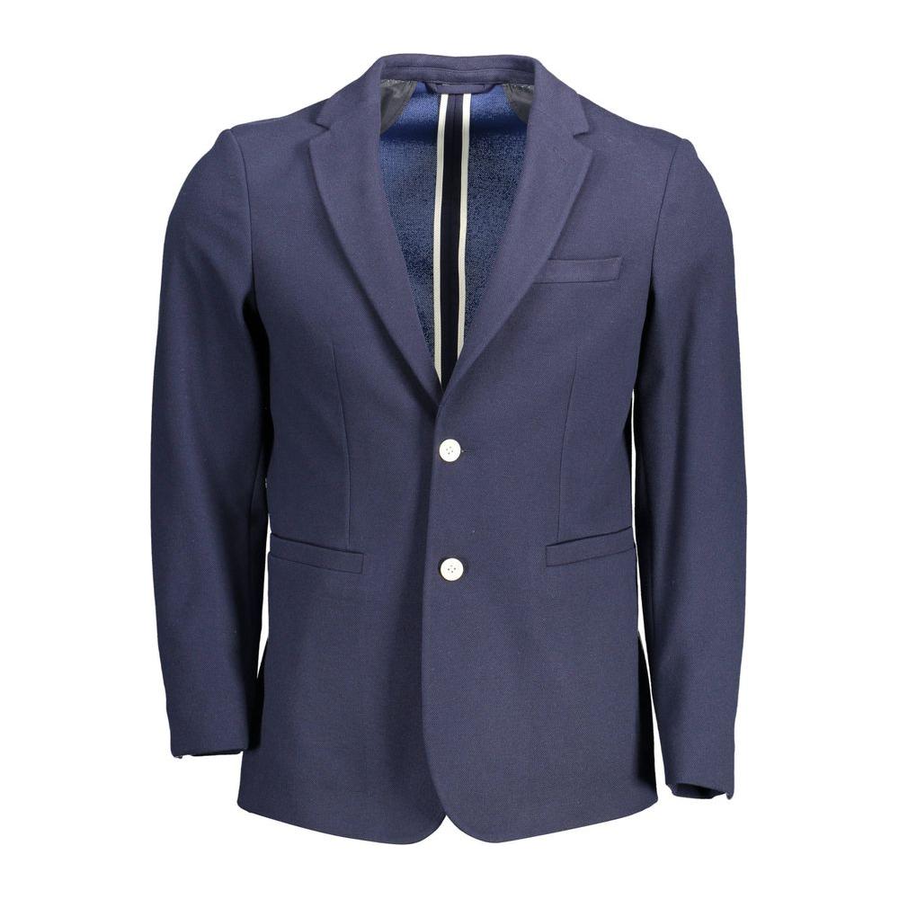 Gant Blue Polyester Men Jacket Gant Dark Slate Gray