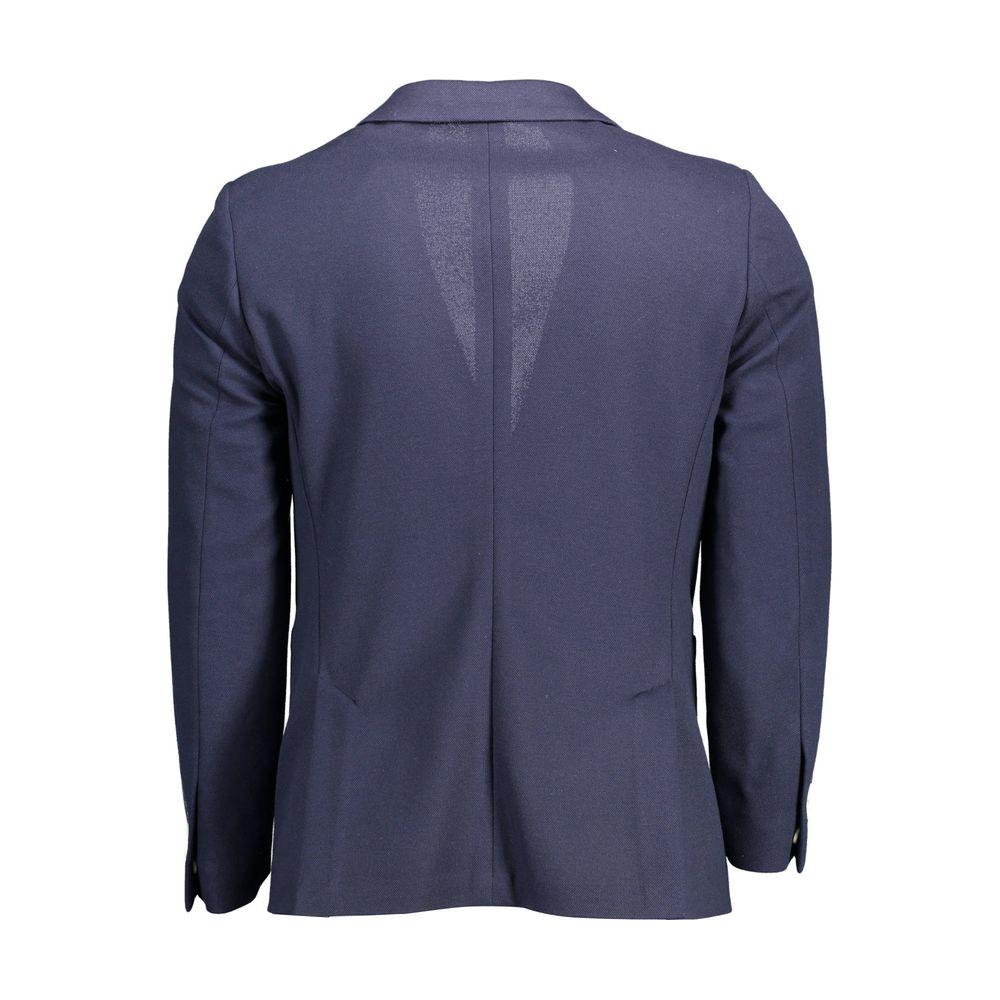 Gant Blue Polyester Men Jacket Gant Dark Slate Gray