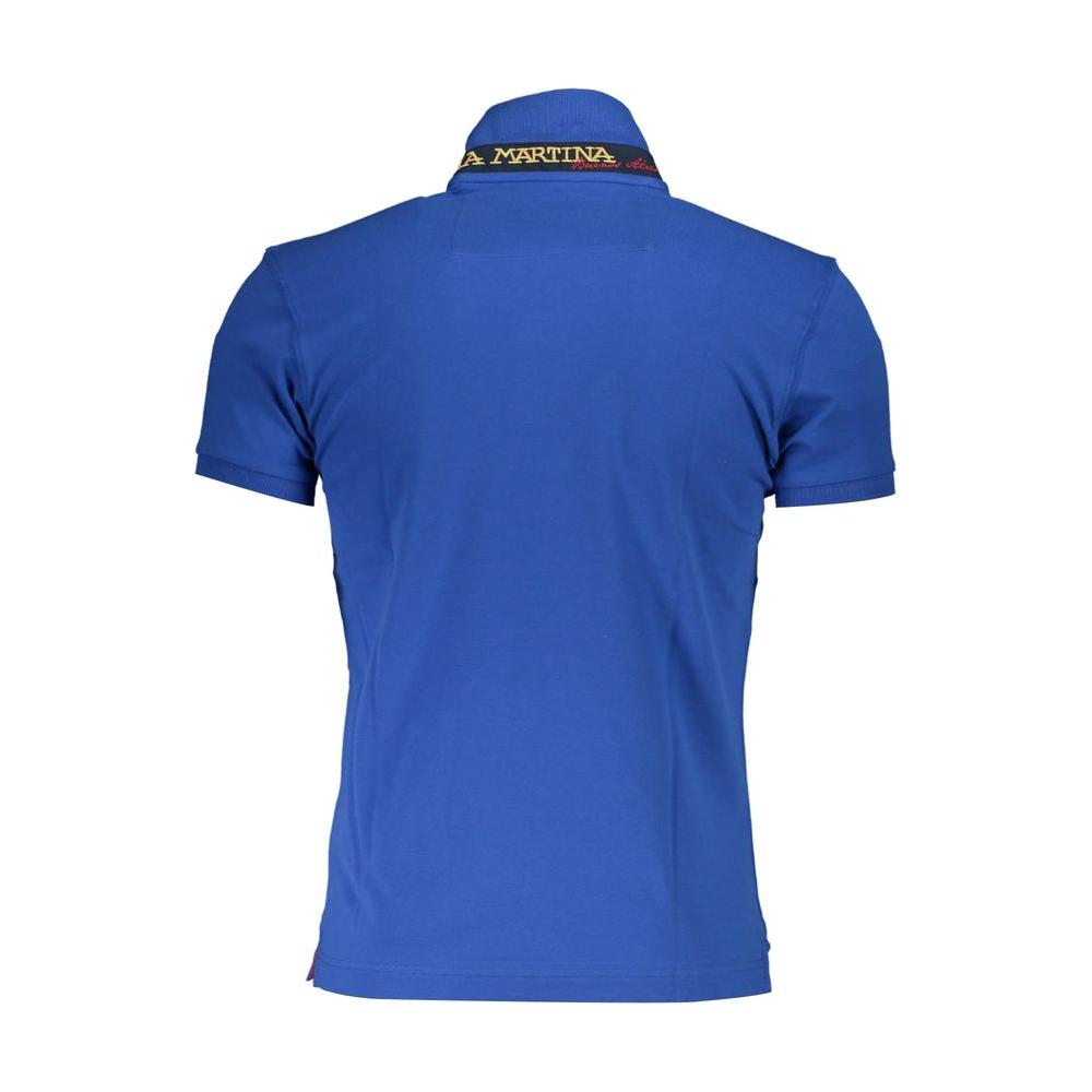 La Martina Blue Cotton Men Polo Shirt La Martina Dark Slate Blue