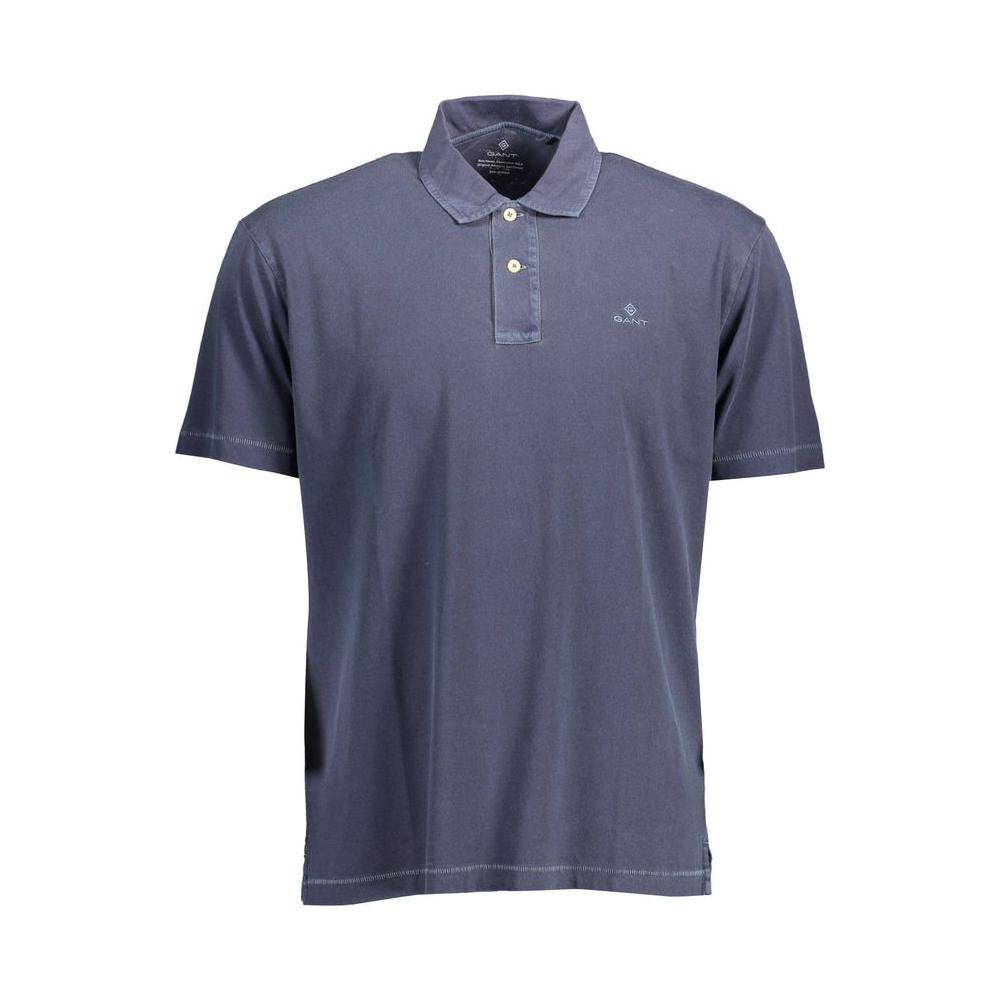 Gant Blue Cotton Men Polo Shirt Gant Dim Gray