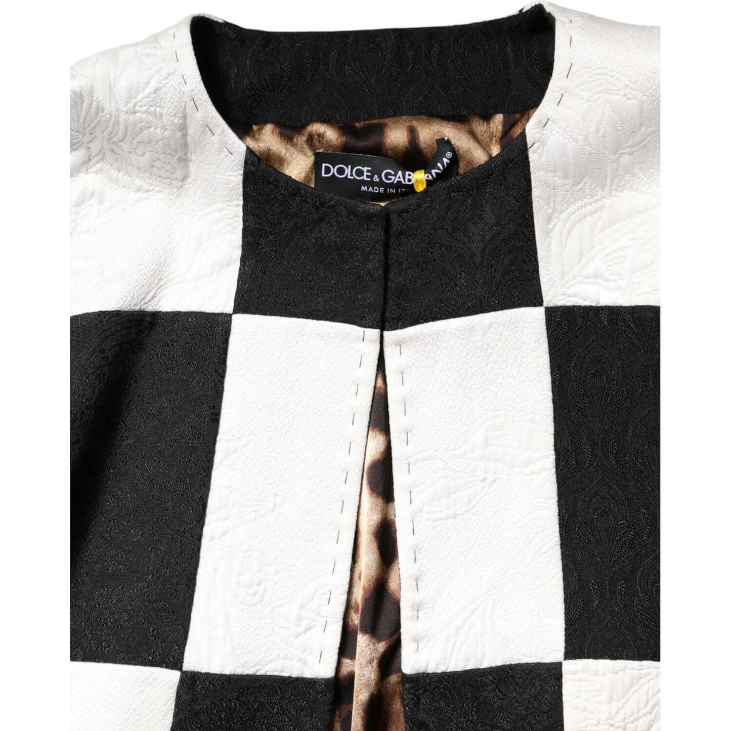 Dolce & Gabbana White Black Patchwork Jacquard Blazer Jacket