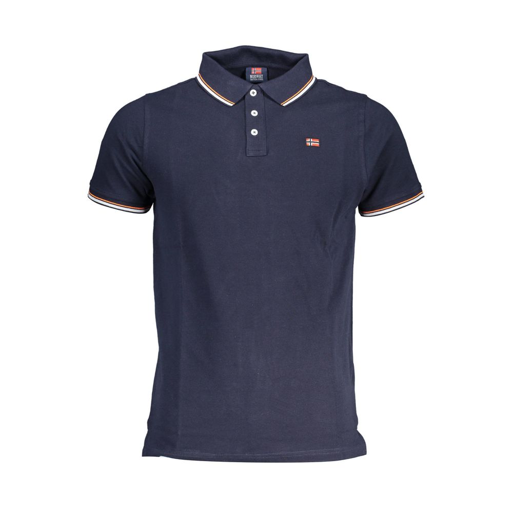 Norway 1963 blue cotton men polo shirt with short sleeves, contrasting details, and logo appliqué. Classic style, comfortable fit.