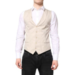 Dolce & Gabbana Beige Gray Dress Men Formal Waistcoat Vest TSH87207-48