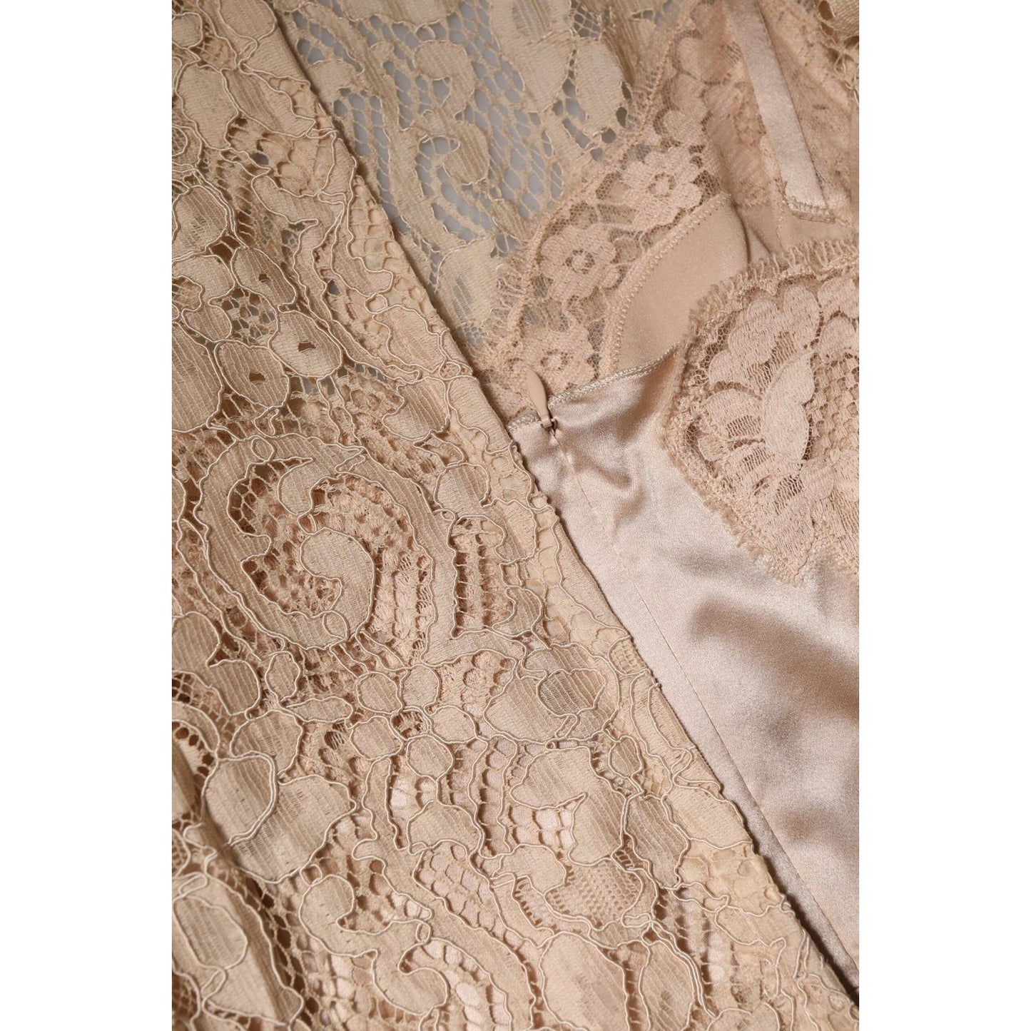 Dolce & Gabbana Beige Floral Lace Sleeveless Sheath Dress DR281296-36