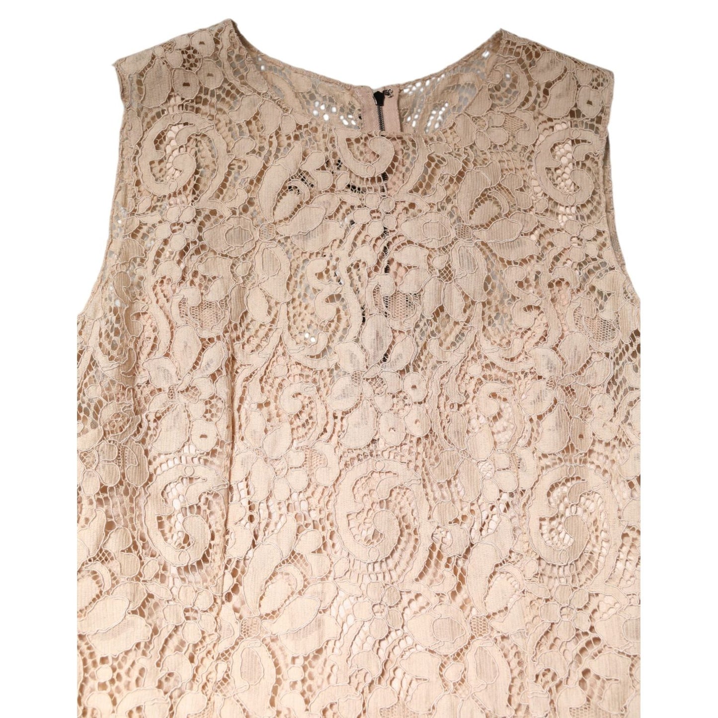 Dolce & Gabbana Beige Floral Lace Sleeveless Sheath Dress DR281296-36