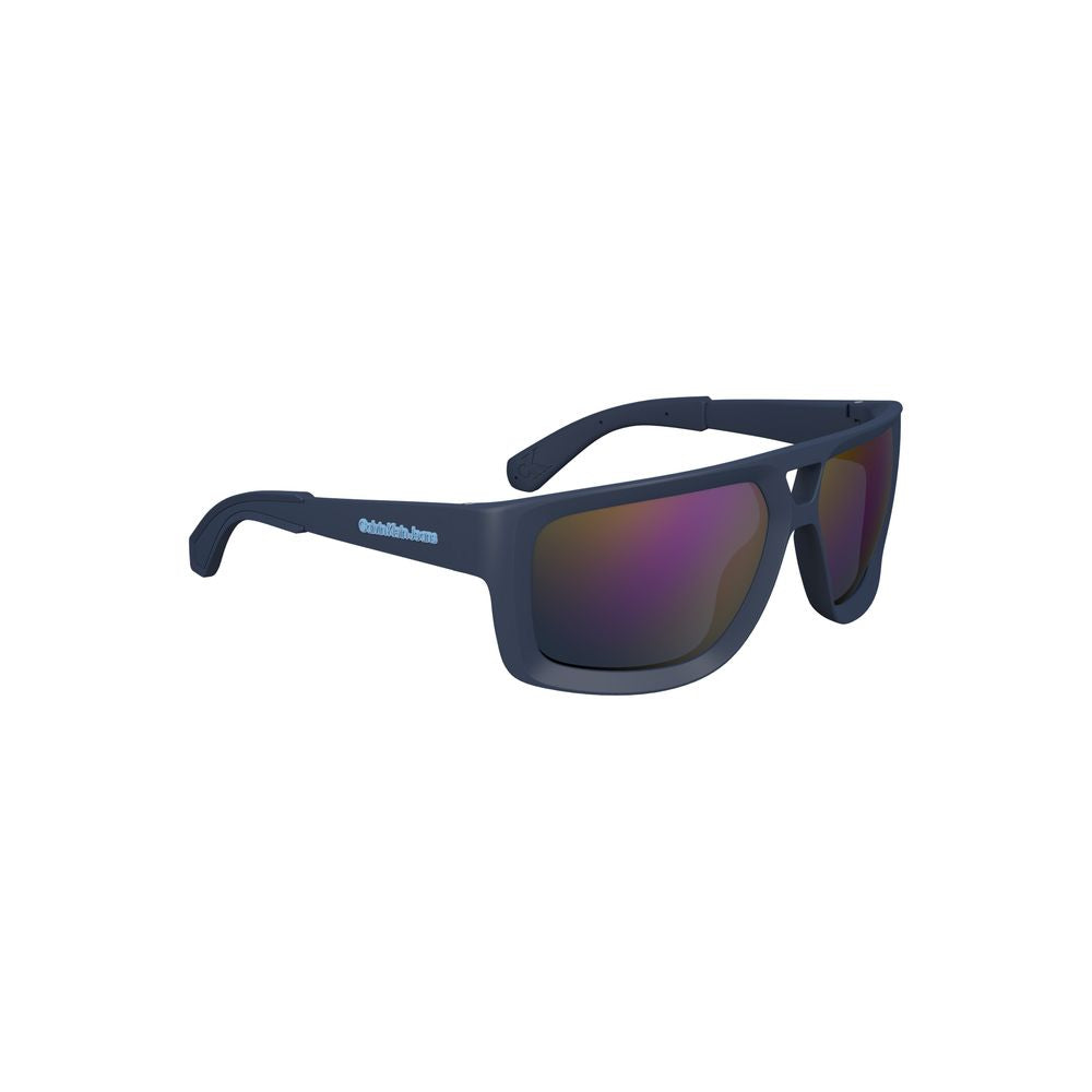 Calvin Klein Blue Plastic Men Sunglasses with square frame and blue lenses, showcasing modern style and durability.